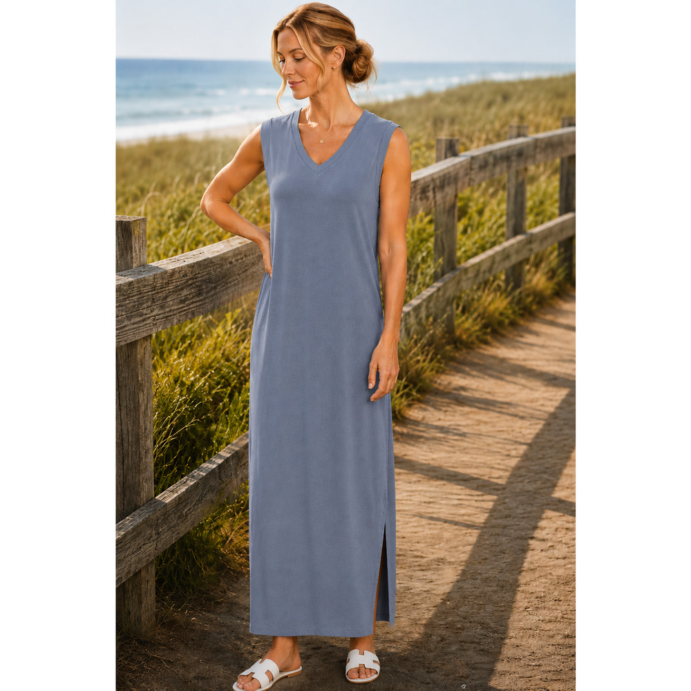 Lou & Grey Women’s Maxi Dress Dusty Blue Size Small